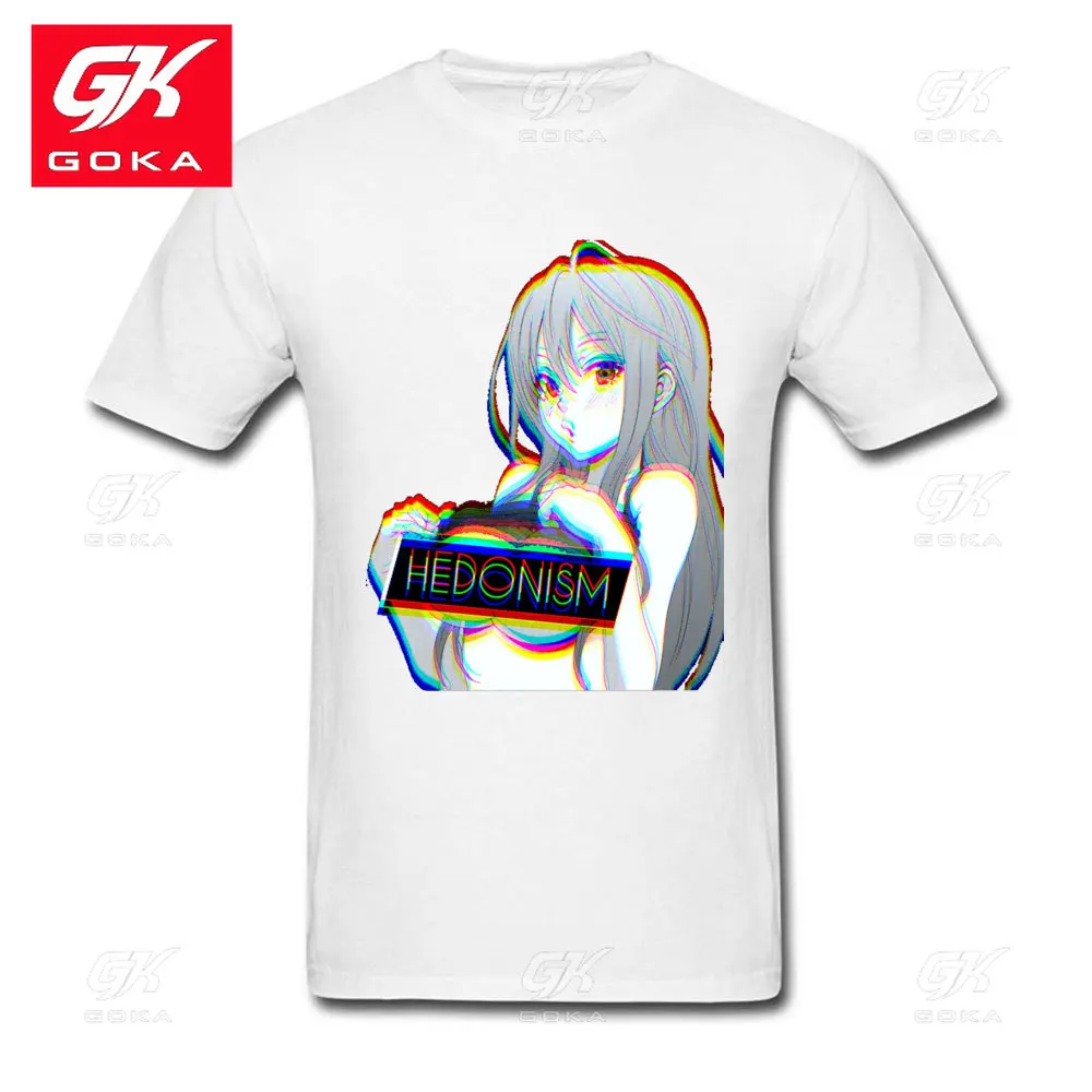 Oppai T-shirt Hedonism Girl Anime T Shirts Vaporwave Character Tops Short Sleeve Japanese Style Mens Clothes Cotton Adult Tees