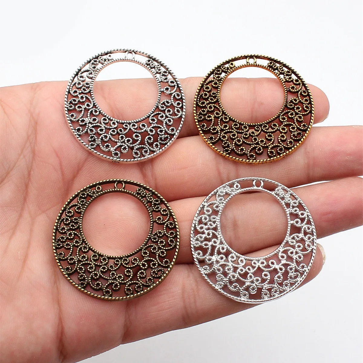WYSIWYG 2pcs 41x41mm 4 Colors Flower Garland Earrings Connector For DIY Jewelry Making