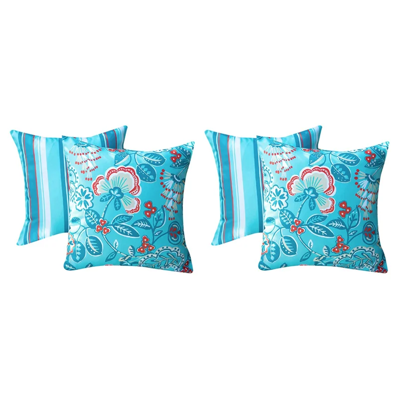 

JY-Pack Of 4 Outdoor Waterproof Pillow Covers 18X18 Modern Cute Pattern Decorative Square Outdoor Throw Pillow Covers