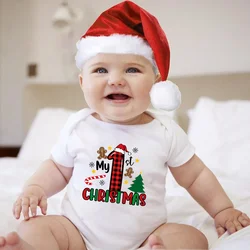 My First Christmas Newborn Baby Bodysuit Funny Cute Toddler Boy Girls Jumpsuit Outfits Short Sleeve Romper New Year Gifts