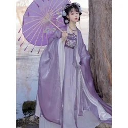 Chinese Style Women Hanfu Dress Purple Double Cape Peony Embroidered Dress Hanfu Suit Vestidos Elegantes Para Mujer