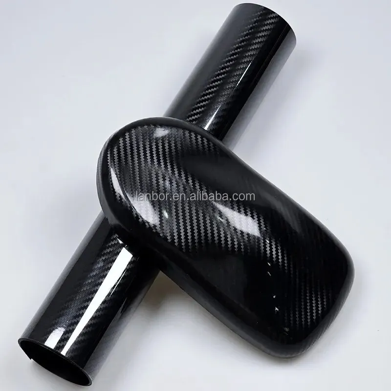 PET Glossy 5d 6d 7d 8d 9d Black Carbon Fiber Wrapping with Air Bubble Free Car Vinyl Sticker