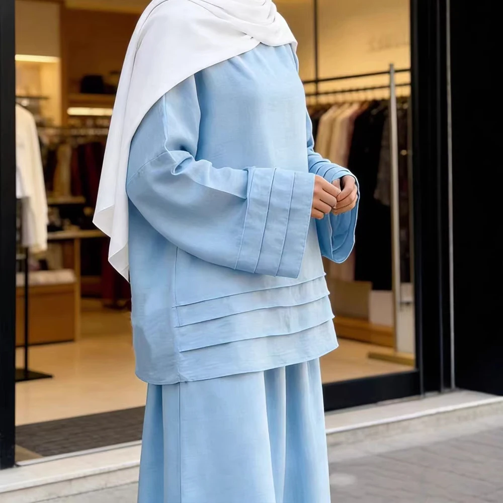 

Ramadan Eid Muslim Sets Women Tops Skirt Dubai Abaya Islam Clothing Turkey Kaftan Dress Femme Musulmane Ensembles Outfits Suit
