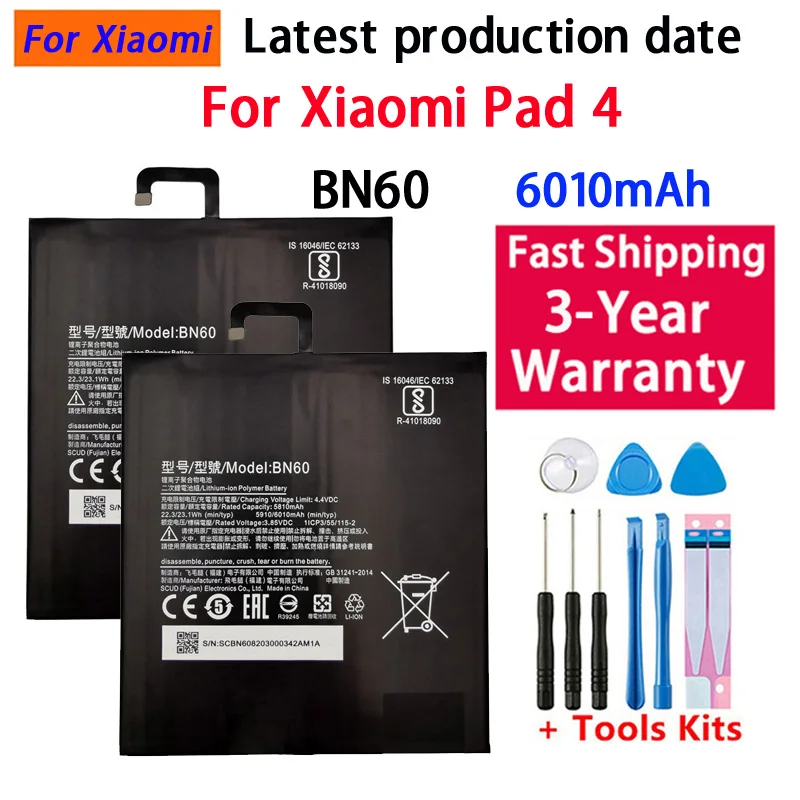 100% Original ForXiao mi BN60 Battery For Xiaomi Pad 4 Tablet Pad4 MiPad4 6010mAh High Capacity Bateria Fast Shipping