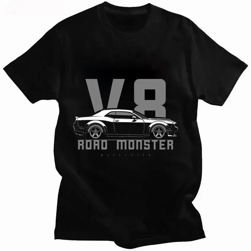 Vintage  V8 Car T Shirt Men Summer New Arrival O-neck Industrial Style  DIY T-shirts  4Xl