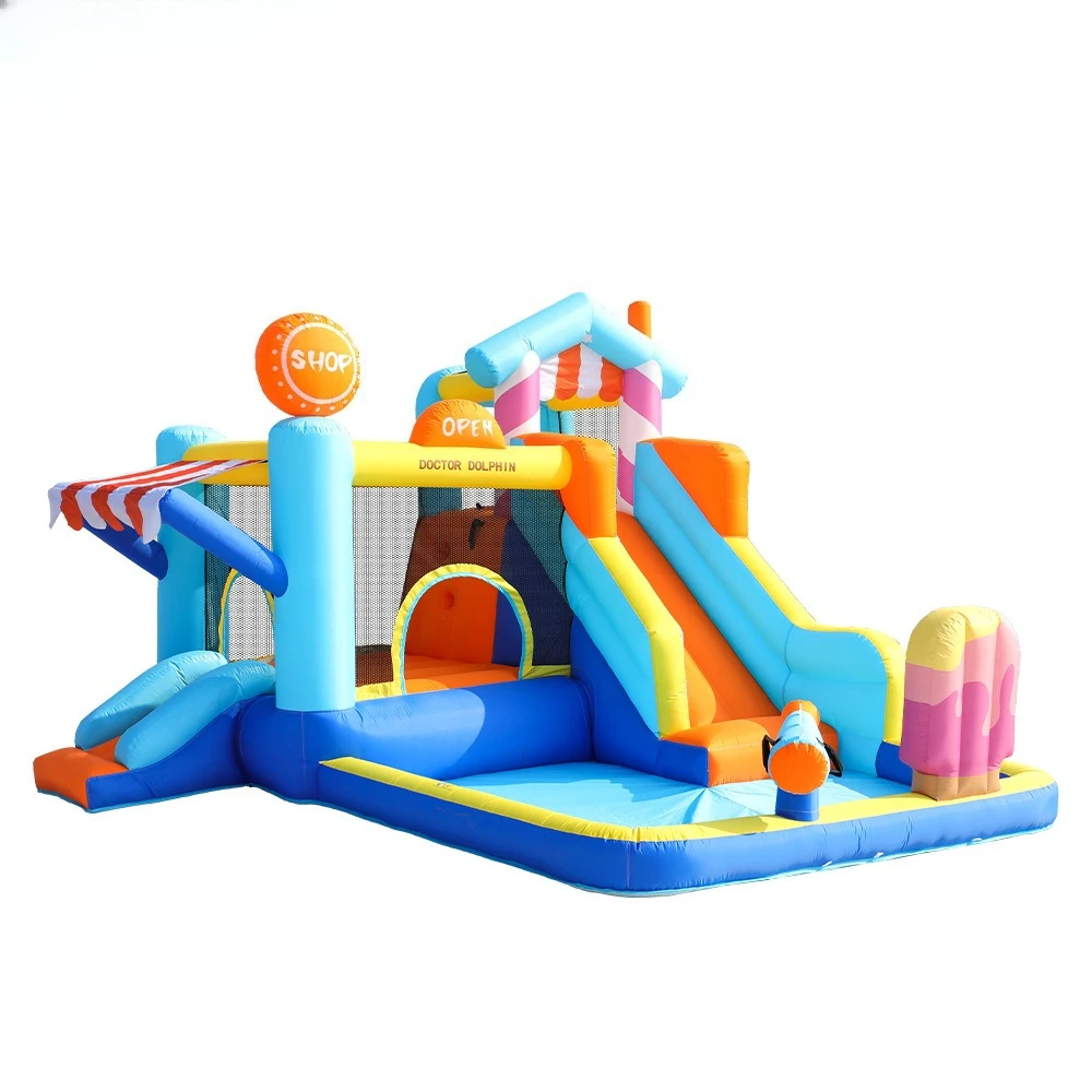 

Children's household inflatable castle, inflatable slide combination inflatable water jet castle