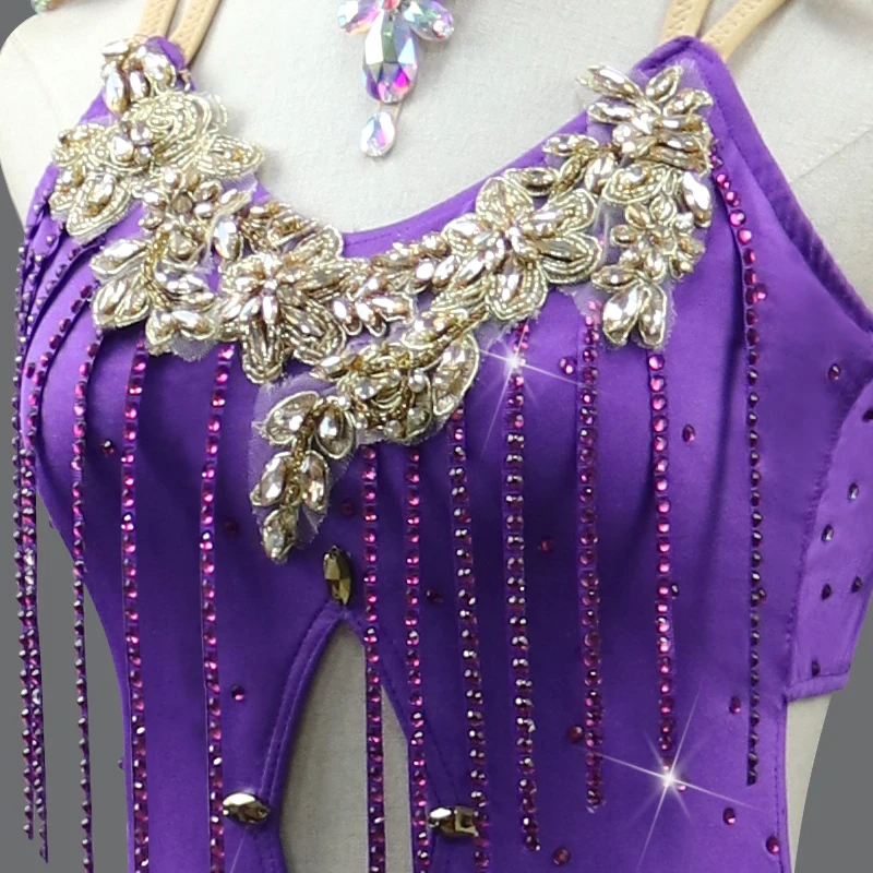 2025 Womens Prom Dress Party Latin Dance Clothing Ballroom Competition Evening Girls Elegant Practice Dancewear American Costume