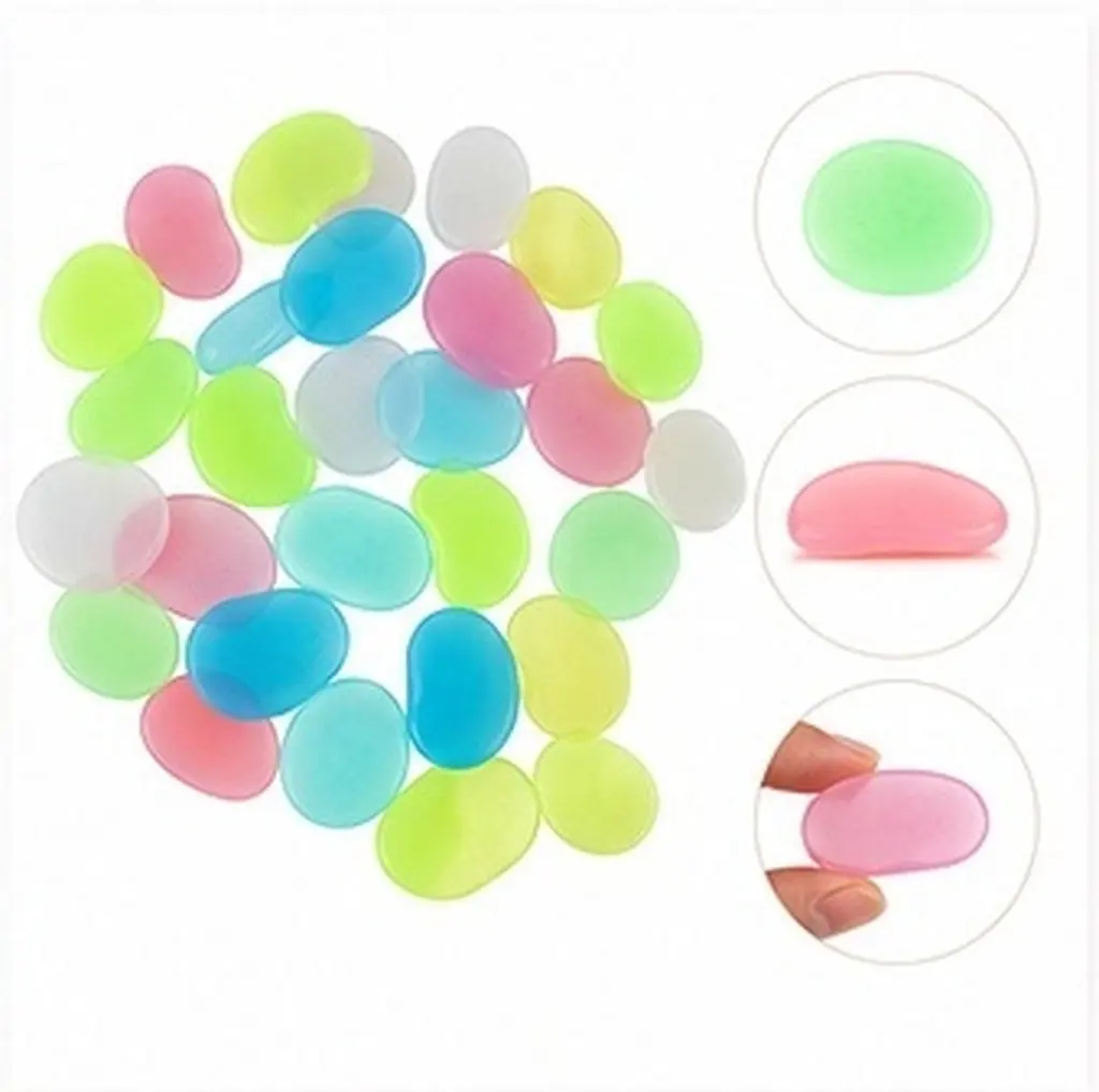 100Pcs Glow in The Dark Pebbles Colored Resin Luminous Stones Garden Aquarium Outdoor Decorative Landscape Rocks