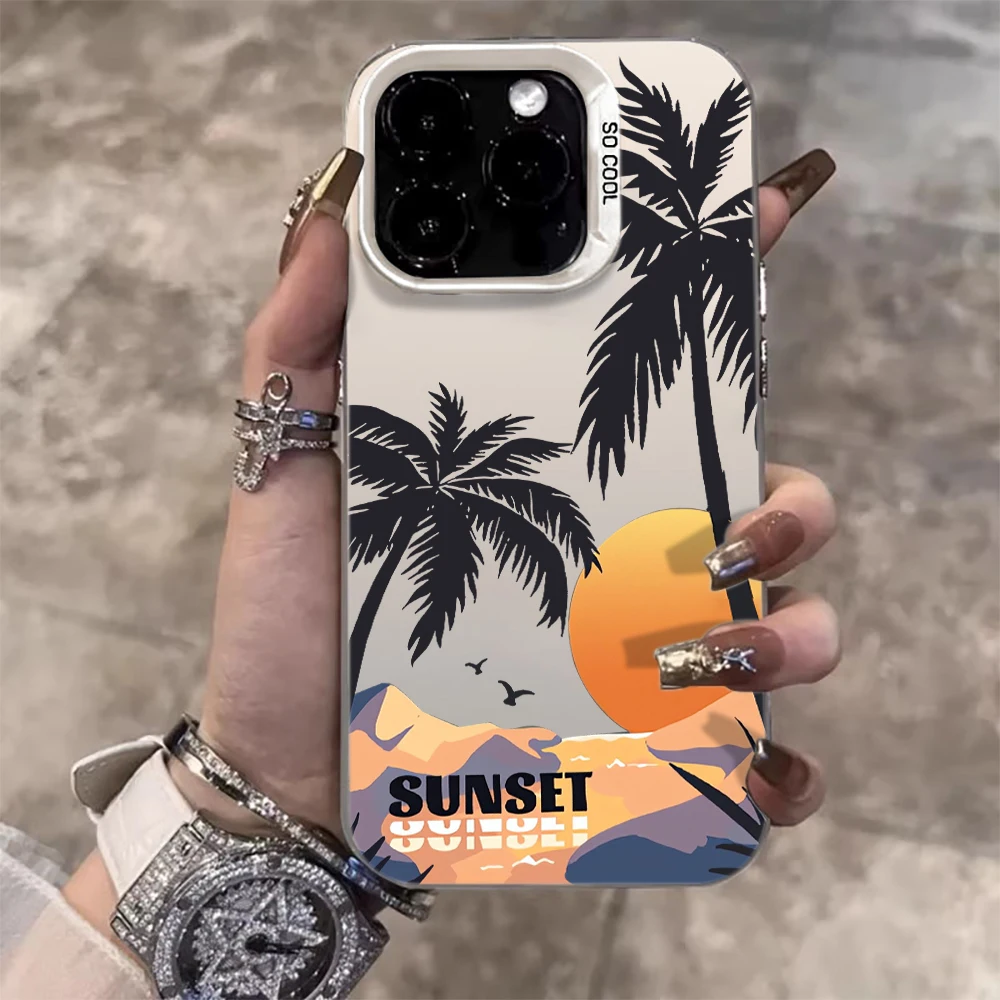 Für iPhone 16 17 Pro Max Hüllen iPhone 11 12 13 ProMax 14 15 Plus 8 XS XR Stoßfeste IMD-Hüllen Strand Kokospalmen Landschafts-Case – Detail 13