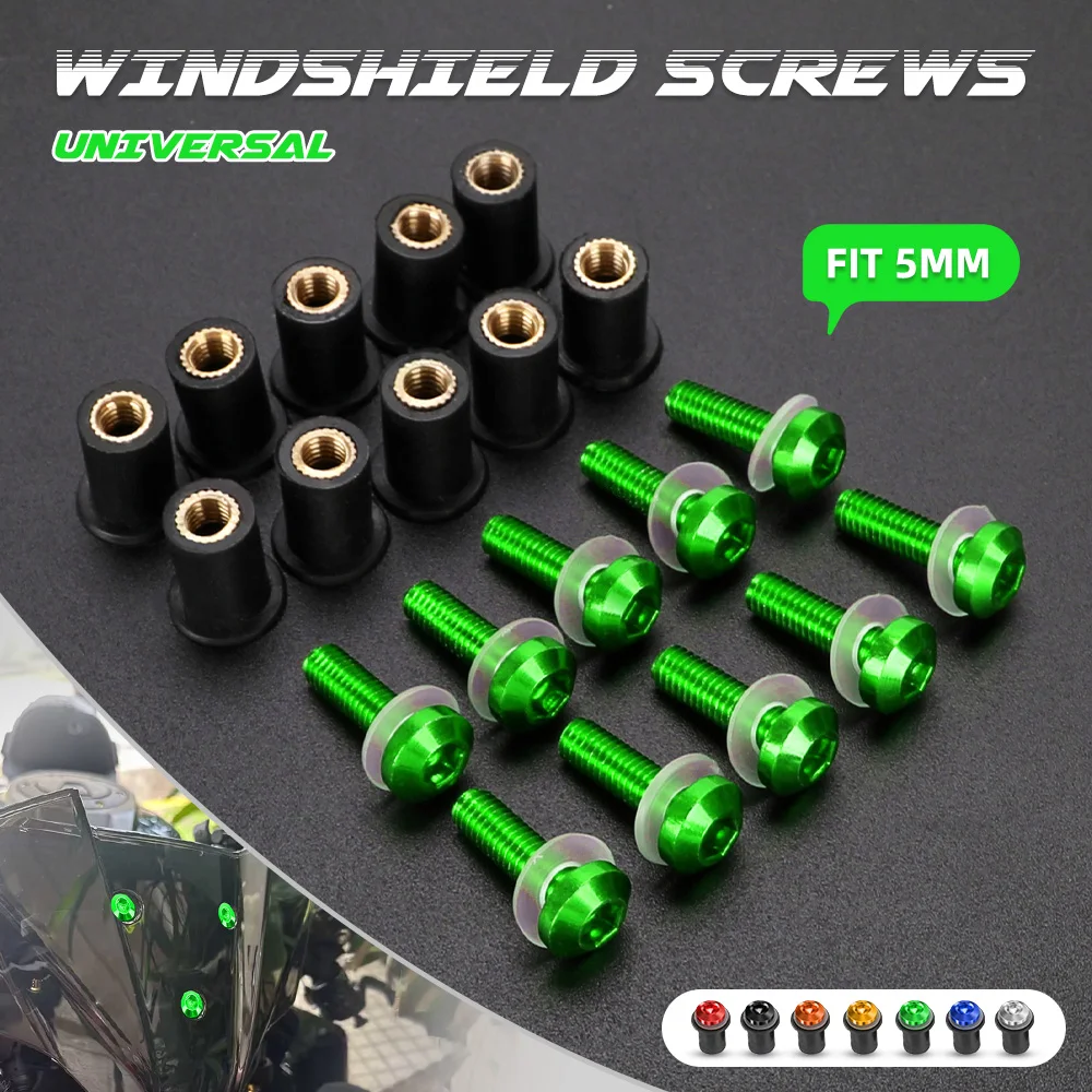 

10pcs M5 Windshield Nuts Windscreen Fairing Screw Bolts FOR KAWASAKI ZR7 ZR750 ZRX ZRX1100 ZRX1200 ZRX1200R ZX1000 ZX10R ZX10RR