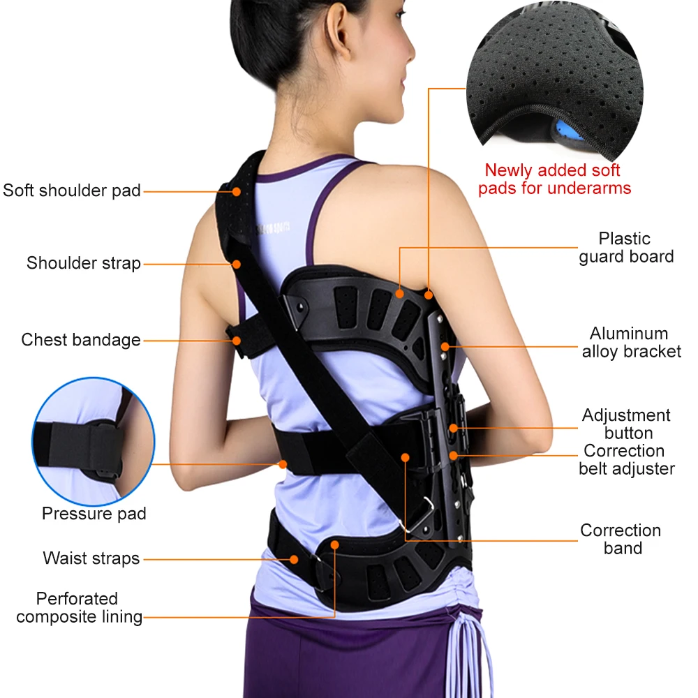 Adjustable Scoliosis Posture Corrector Spinal Auxiliary Orthosis for Back Postoperative Recovery Unisex Men and Women Adults