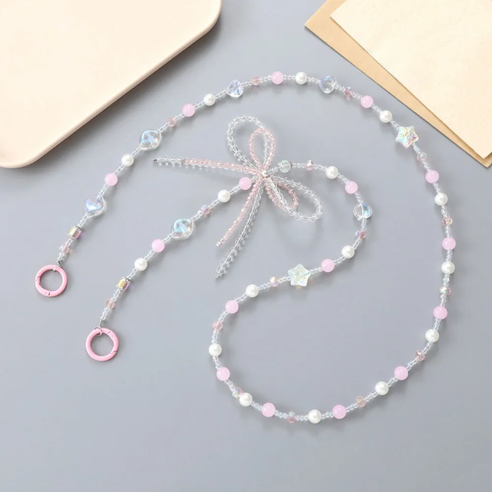 

Pearl Beads Phone Lanyard Bowkont Bag Chain Beaded Phone Chain Sweet Universal Mobile Phone Crossbody Strap Mobile Phone Pendant