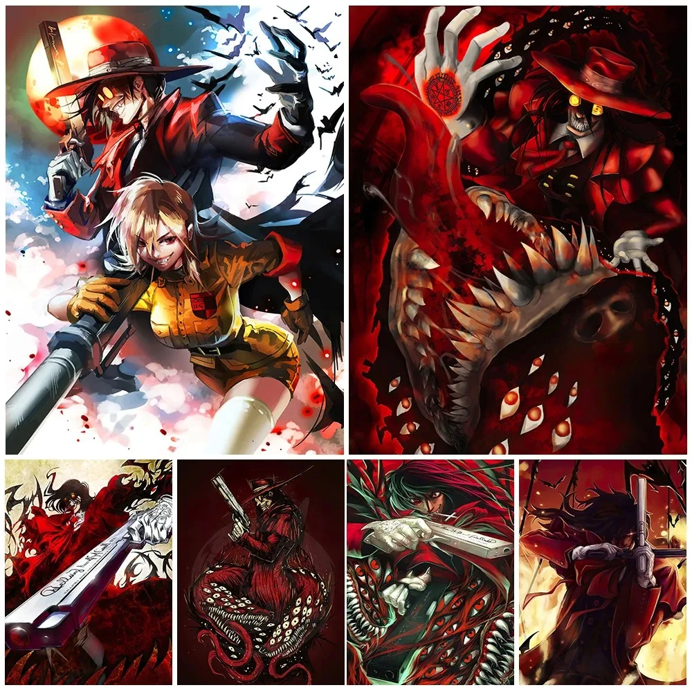 Alucard and Seras Victoria Hellsing Animation Art Poster and Prints Vampire Mercenary Wall Art Canvas Painting Home Decoration