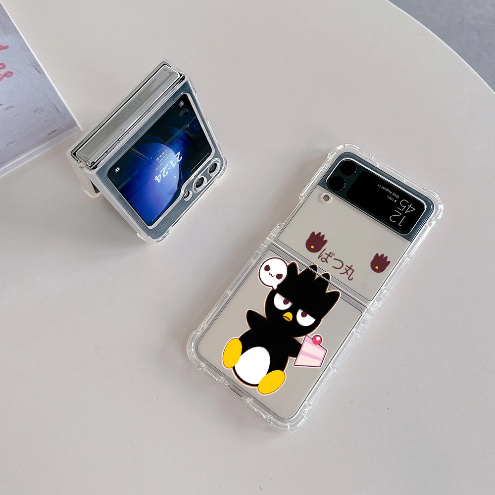 Cute Cartoon Sanrio BADBADTZ MARU Phone Case for Samsung Galaxy Z Flip 3 4 Z Flip 5 Z Fold 4 5G PC Soft Anti-fall Back Cover