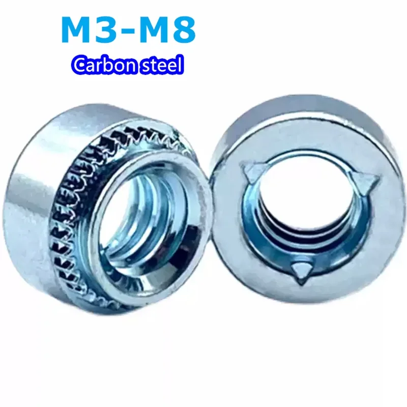 Three Points Zinc Plated Pressure Riveting Nut M3 M4 M5 M6 M8 Self Clinching Nut Sert Press Nut For Metal Sheet Mounting