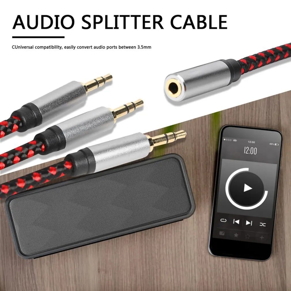 Headphone Splitter 3.5mm 1/8 3 Way Aux Male To Female Earphone Audio Adapter Triple Stereo Splitter Cable for PC Phone MP3 PS4