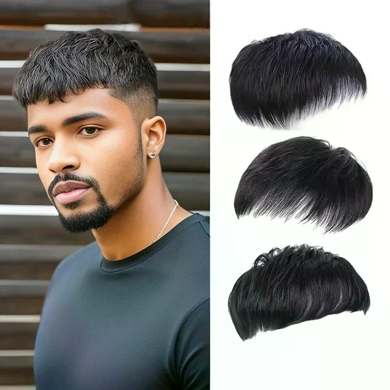 Fashion Synthetic Fiber Wig Short Hair Sales On Top Of The Hair Block To Cover White Hair Mediterranean Bald Hair Patch Men's