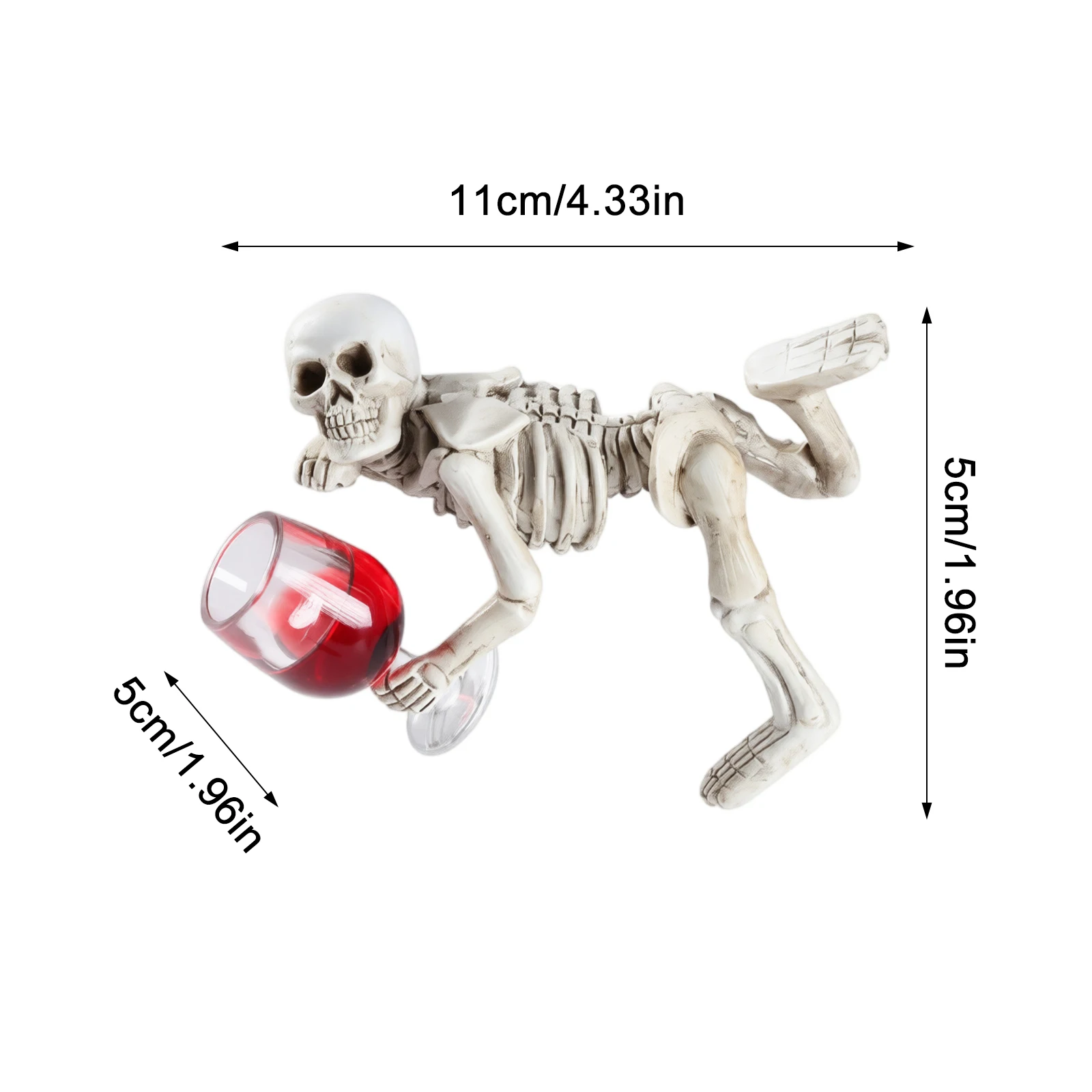 Halloween Skull Wine Glass Shape Ornament Resin Skeleton Goblet Figurine Halloween Party Tabletop Decoration