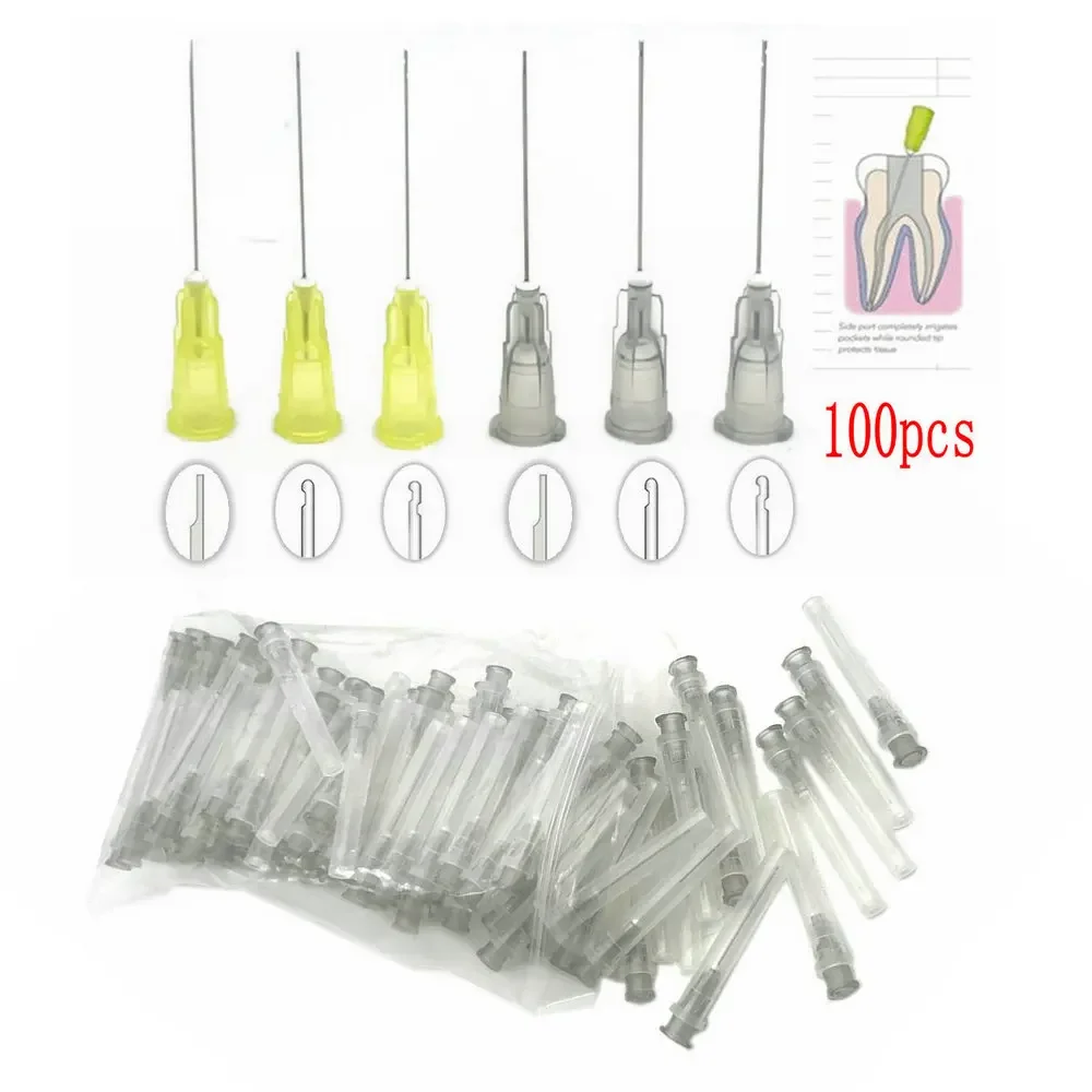 100pcs/pack Dental Endo Irrigation Needle Tip Dental Root Canal Lateral Irrigation Needle Dentristry Rinse Tip Dia 0.3/0.4mm