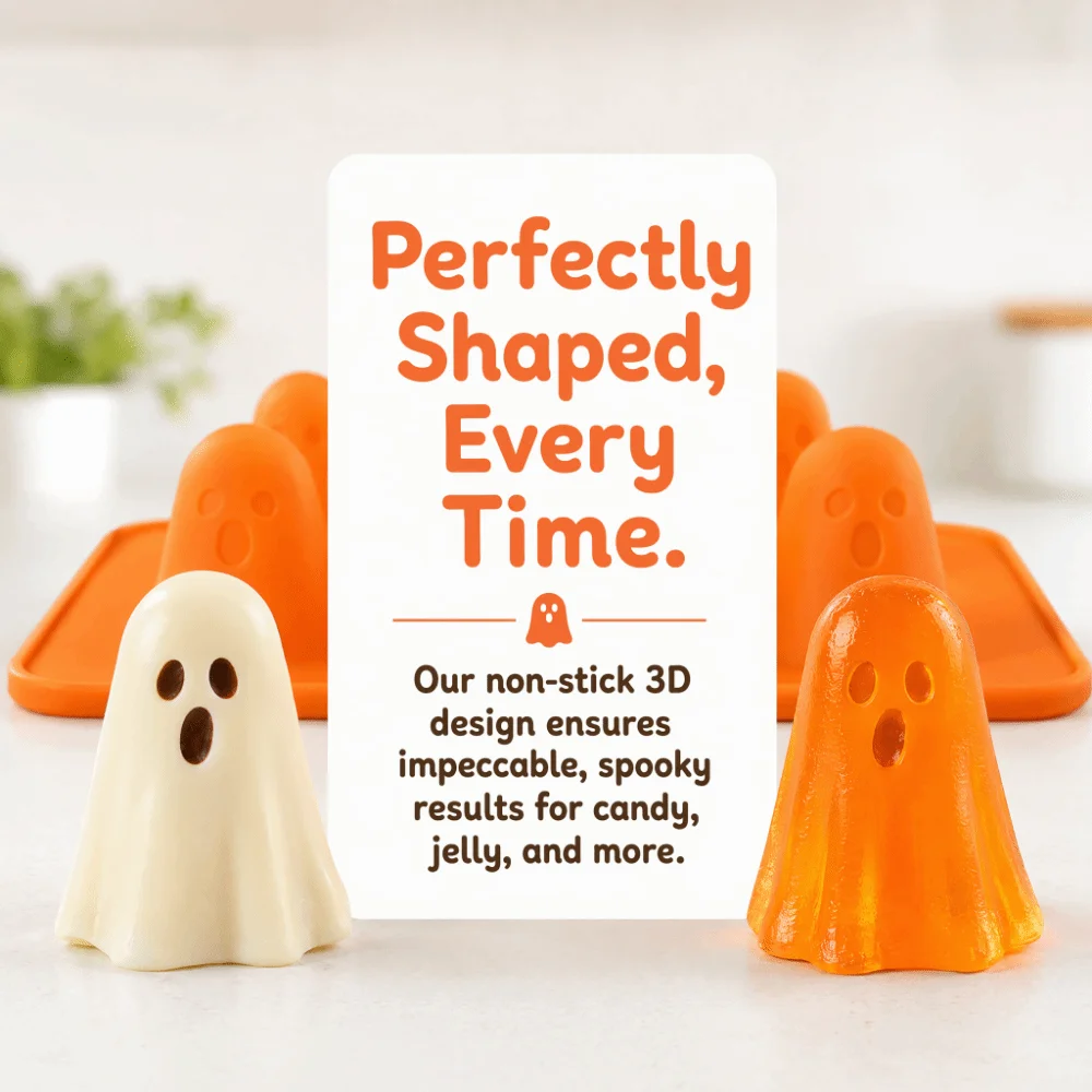 Durable Ghost Silicone Mold Easy Clean Flexible Ghost Shape Mold Non-Stick Thick Halloween Baking Molds Halloween Party