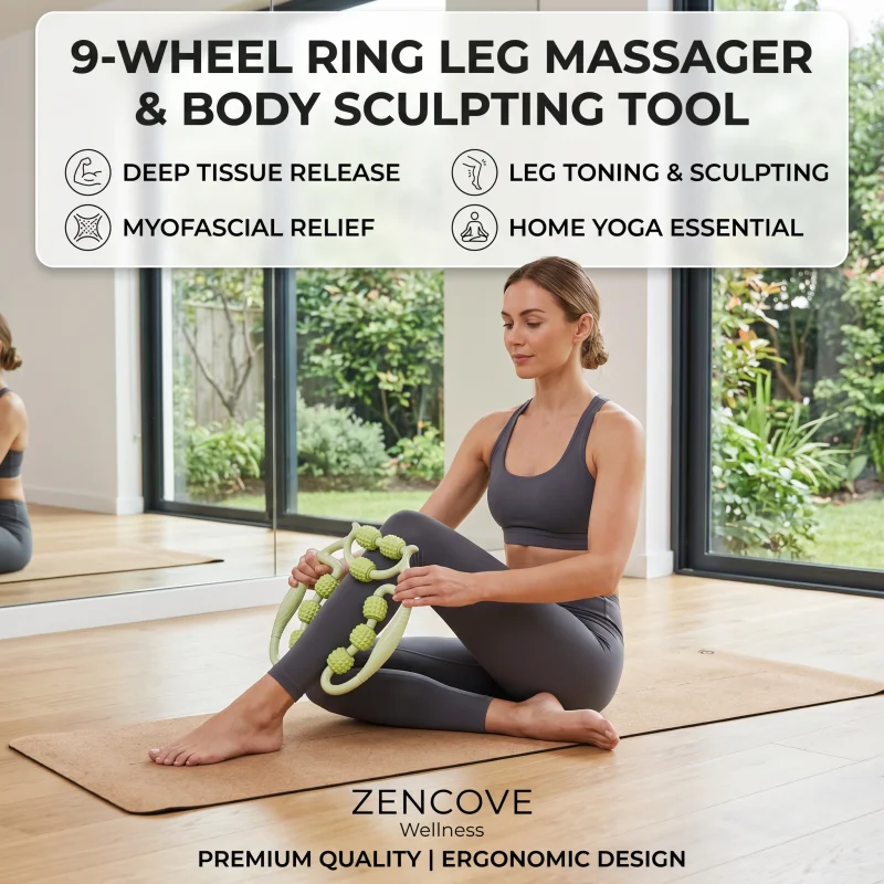 1Pcs 9-Wheel Fascia Muscle Roller, Cellulite Roller, Massage Roller for Relieve Muscle Soreness Thigh,Calf,Arm,Reduce Cellulite