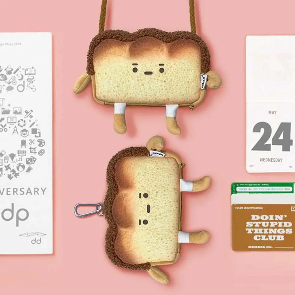 Taschen Studententasche Tasche Anhänger Kosmetiktasche Kartentasche Cartoon Brot Schlüsselanhänger Tasche Mädchen Umhängetasche Flush Wallet Toast Münzgeldbörse