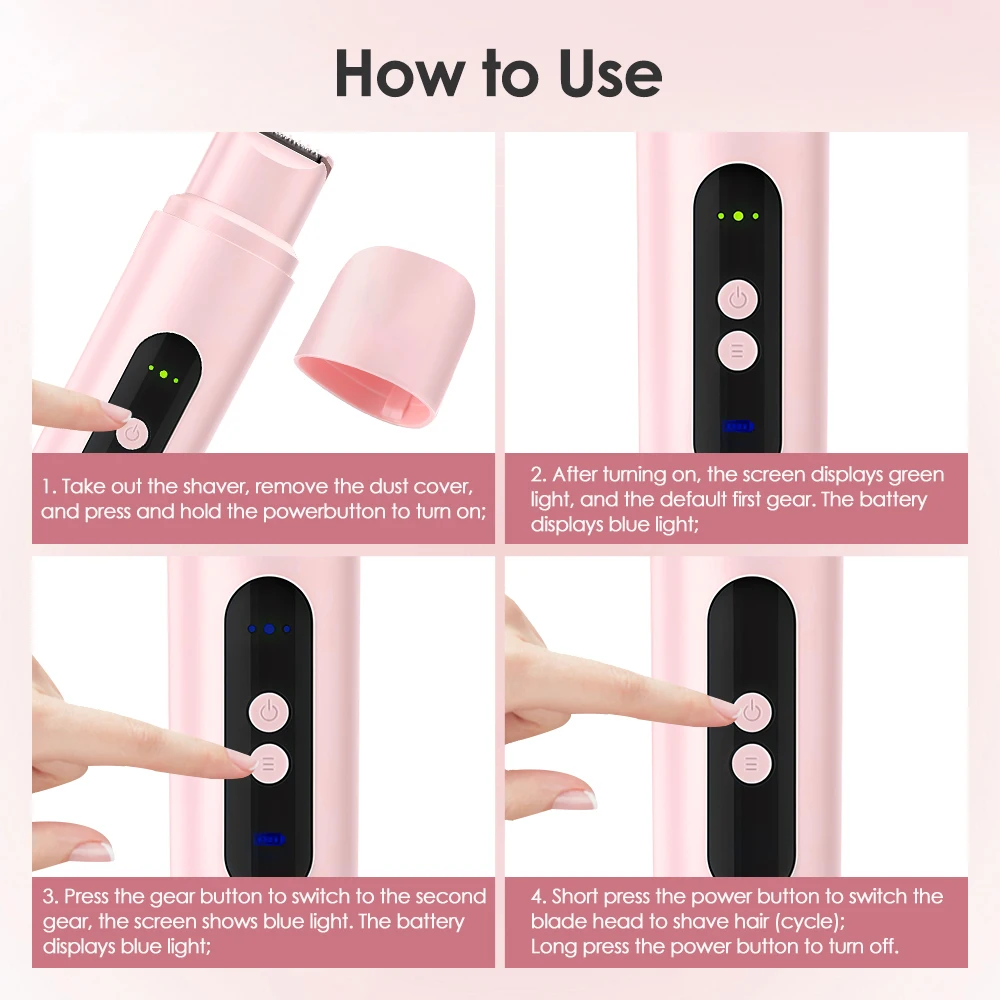 Alat Cukur Elektrik untuk Wanita IPX7 Tahan Air, Pisau Cukur Basah & Kering 2 in 1 Kepala Ganda, Pemangkas Rambut Bikini Ganda, Alat Cukur Wajah Mini