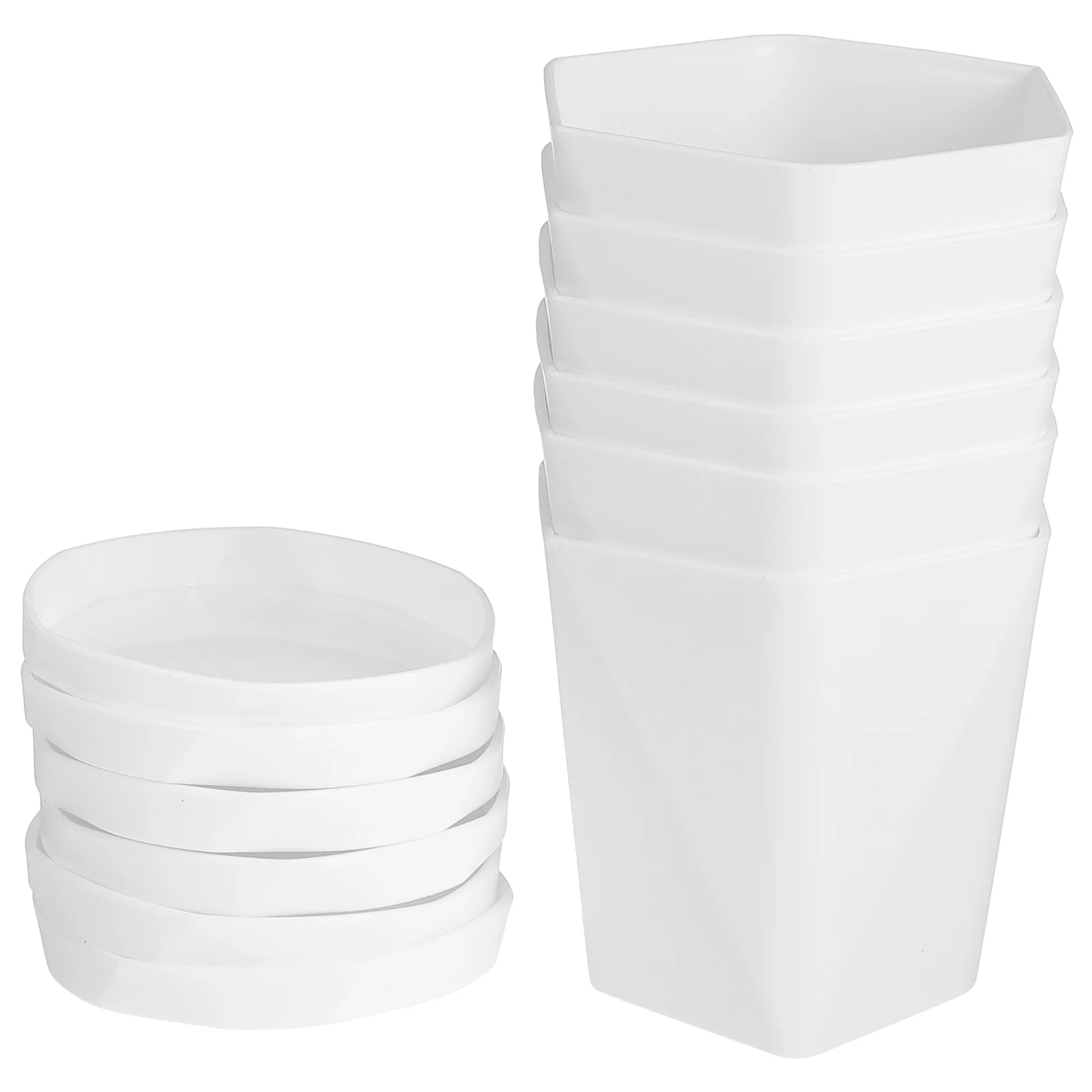 

6 set Plastic Flower Pot 6 Sets Modern Desktop Planter For Succulents Cactus Indoor Garden Home Office Decor With Tray