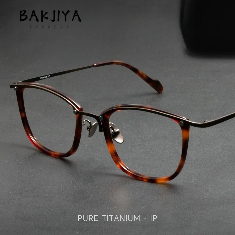 

Retro Square Eyebrow Line Acetate Titanium Glasses Frame Men Classic Japan Designer Full Frame Optical Prescription Eyeglasses