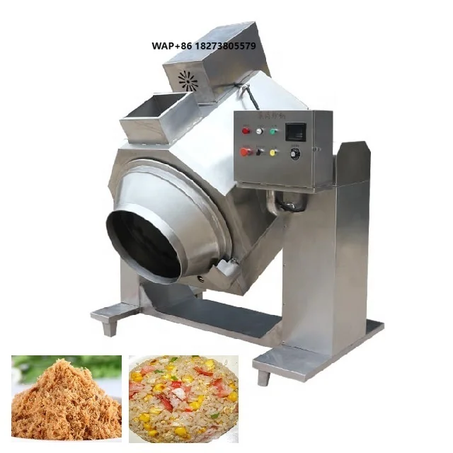 130L Stainless Steel 304 Tilting Meat Floss Cooking Machine Automatic Pork Chicken Floss Making Machine for Snack Factory CE