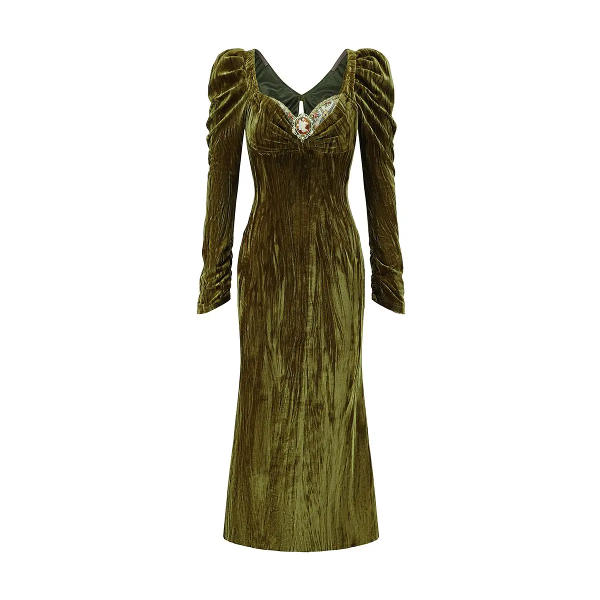 Zielona sukienka z aksamitu w stylu vintage z gorsetem na fiszbinach, bogata, wiktoriańska suknia dwuczęściowa, elegancka sukienka wieczorowa dla dojrzałych kobiet.