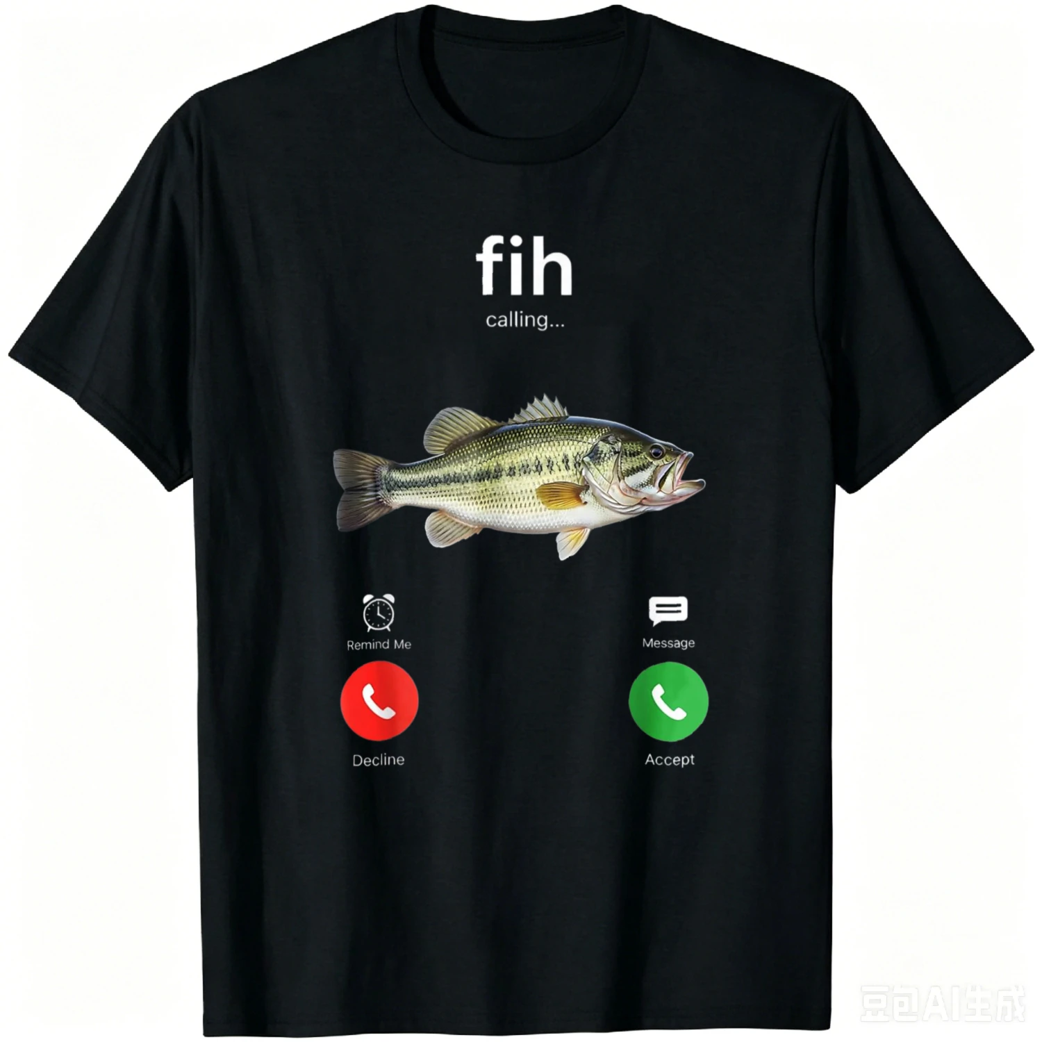 Fih Calling Decline Accept Phone Call Funny Fish T-Shirt Personalized Clothing Cotton Funny Graphic Tee