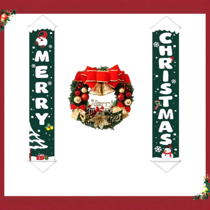 

【Christmas Couplets Set】Window & Door Decorations for Xmas, Festive Hanging Ornaments with Santa Theme - New Holiday Decor