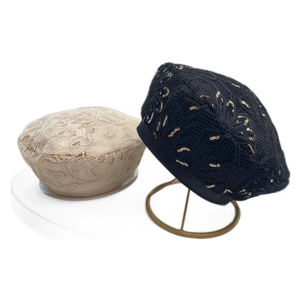 ファッション大人用フレンチハットレザークラシックスラウチーベーカーシークインキャップメッシュベレー帽女性用サマーフェイスショーリトルペインター8M108