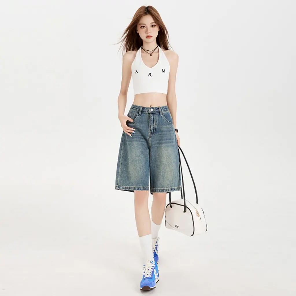 

Women's Slimming Denim Shorts Loose Fit Korean Style Versatile Casual Fashion Trendy Summer