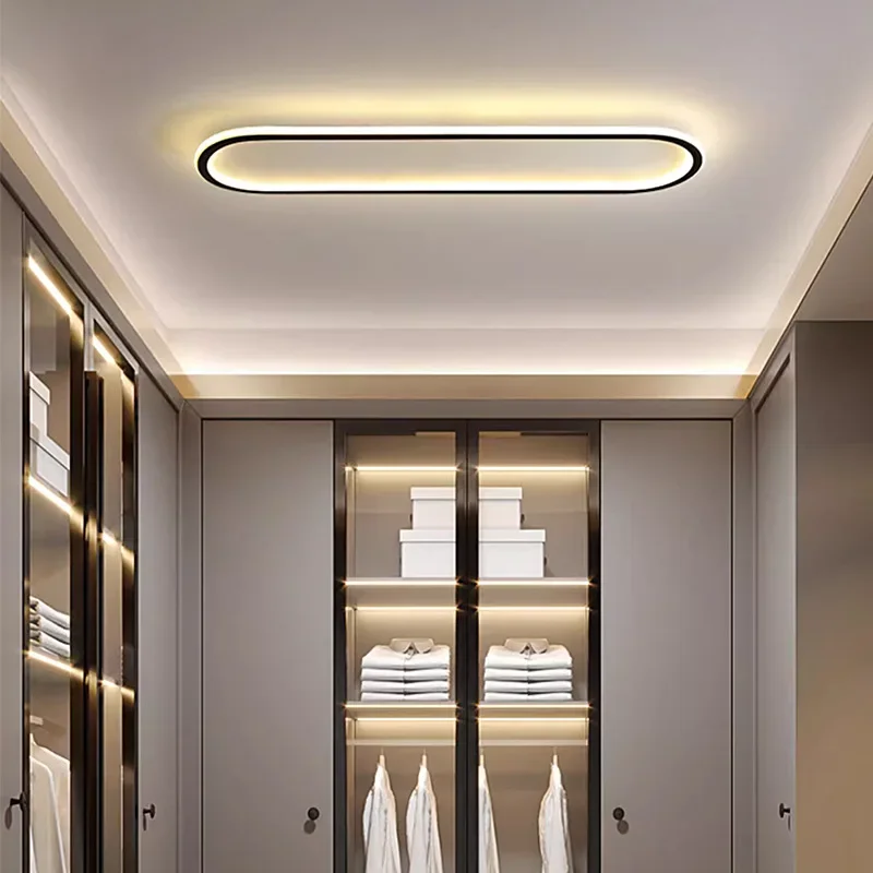 

Modern LED Ceiling Light Oval Black Corridor 30/40/60CM Lamp for Bedroom Gallery Porch Living Room Hotel Indoor Lighting Fixture