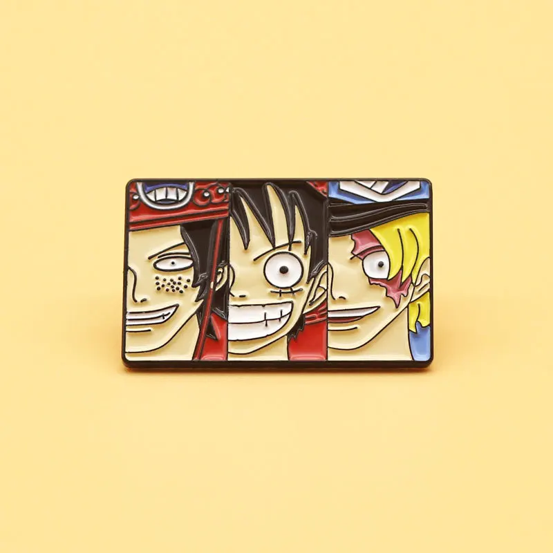 

Anime New ONE PIECE Classic Luffy Sabo Ace Three Brothers Brooch Friendship Badge Denim Jacket Shirt Decorative Pin