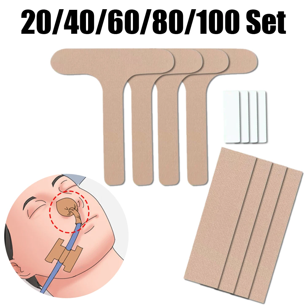 20-100Set Catheter Fixation Device Non-woven Oxygen Tube Nasogastric Feeding Tube Patch Nasal Bridge Adhesive Tape
