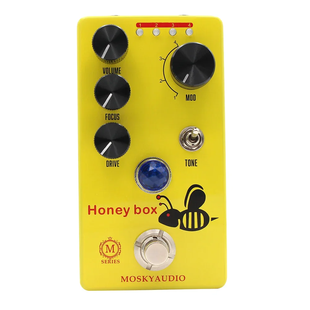 AvaCoreMosky Honey Box Overdrive Pedal,dynamic Low Gain Overdrive Effect ,4 Modes Drive Pedal