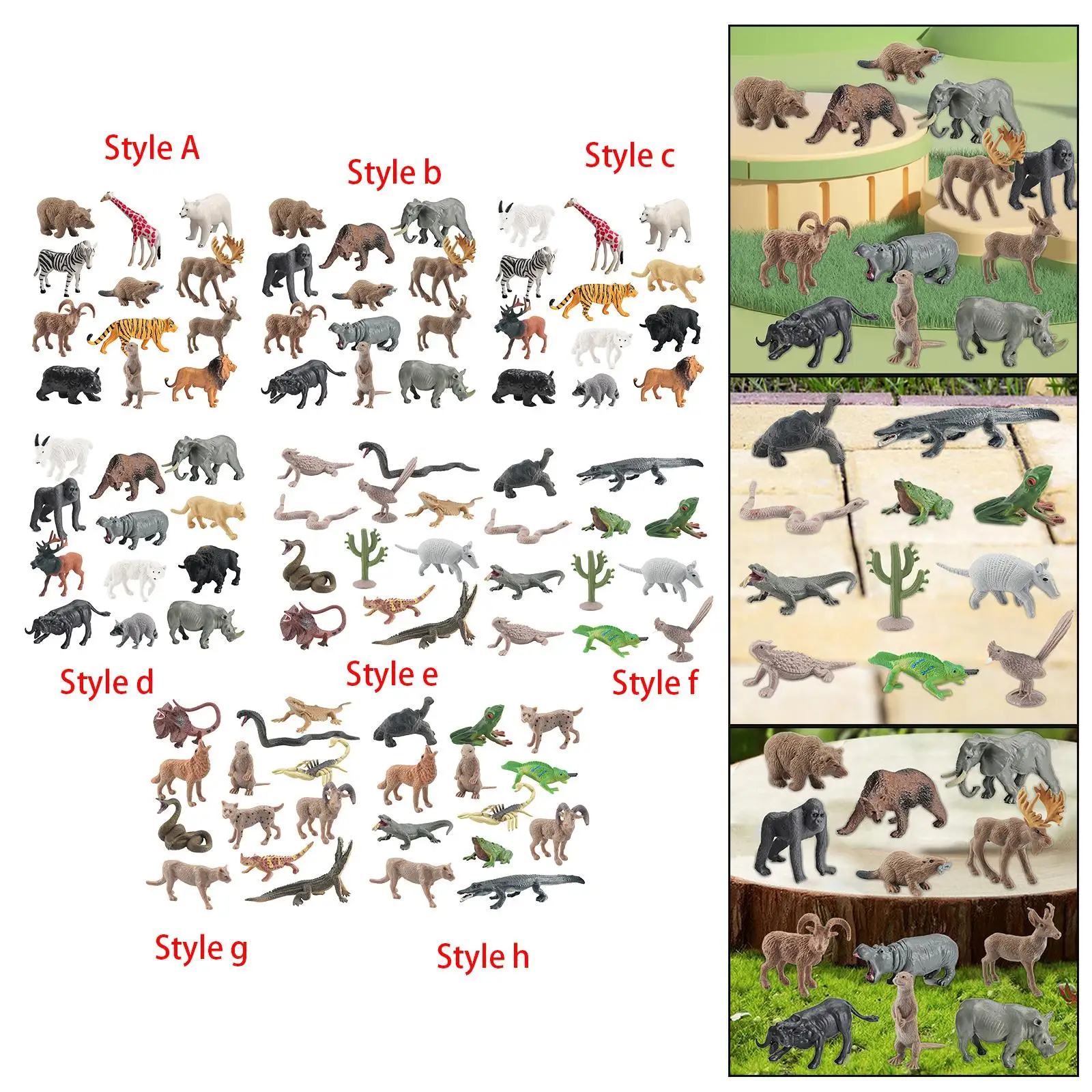 12x Mini animali della fauna selvatica figurine Set collezioni della giungla realistico per regalo di compleanno Cake Topper Holiday Party Favors Kids