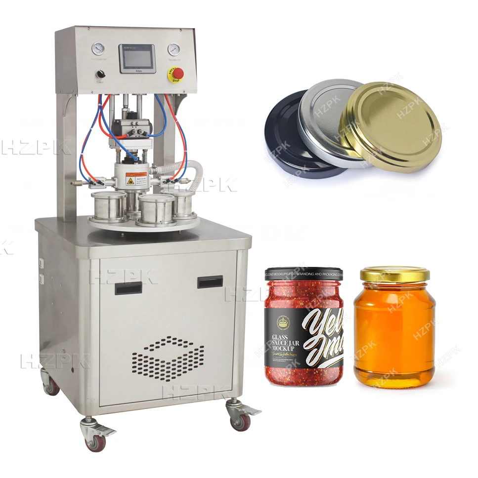 

HZPK Metal Lug Vacuum Capping Machine For Glass Jar Glass Bottle Vacuum Sealer Machine