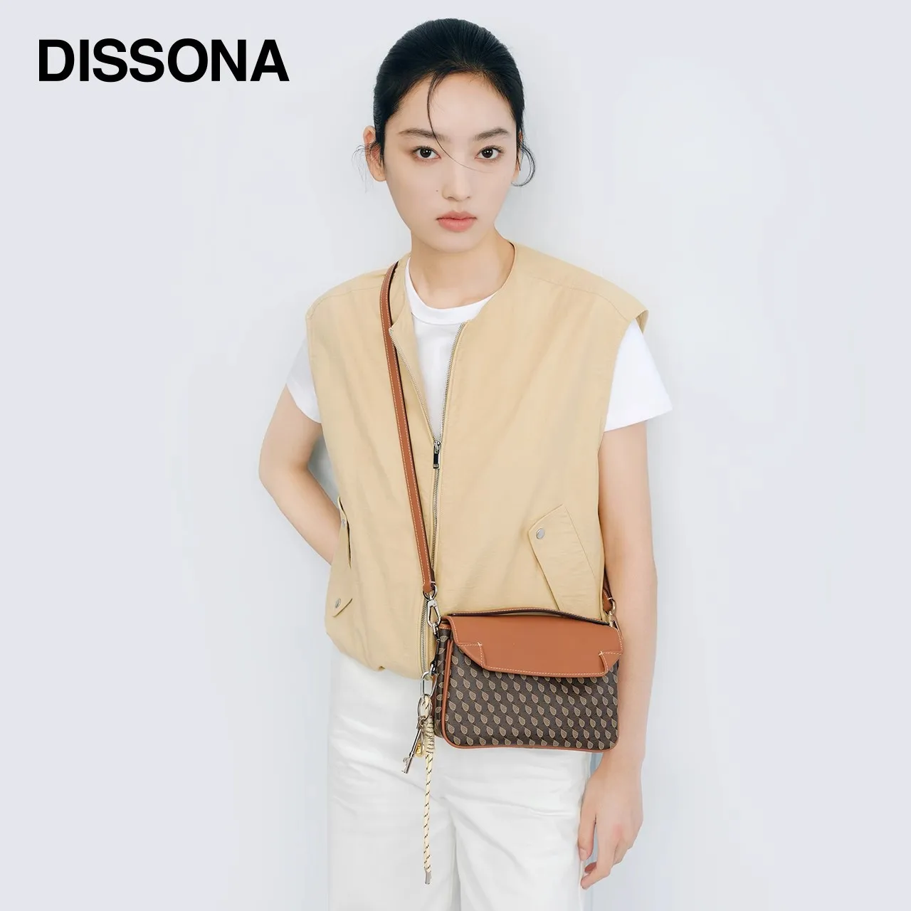 

DISSONA Women's Handbags New Lucky Pouch Briefcase Shoulder Bag Crossbody Vintage Print Small Square Tote