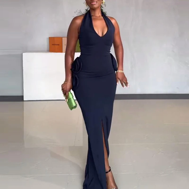 

Gown Dress Women Long Maxi Dresses Halter Vestidos Streetwear Party Evening Floral Elegant Bodycon Y2k Night 2025 High Waist