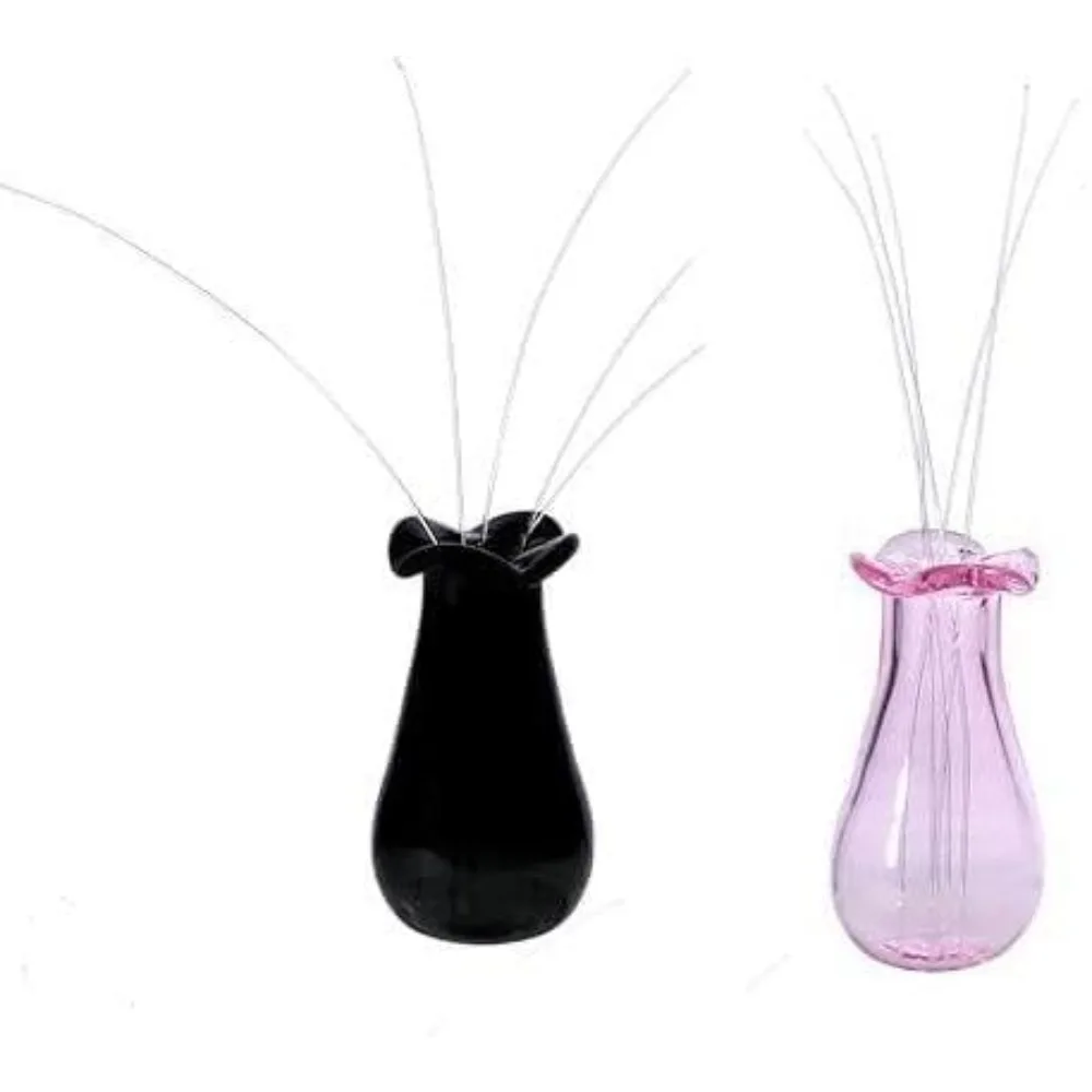 

2 black and pink cat beard vases, beard holder, miniature flower vase series