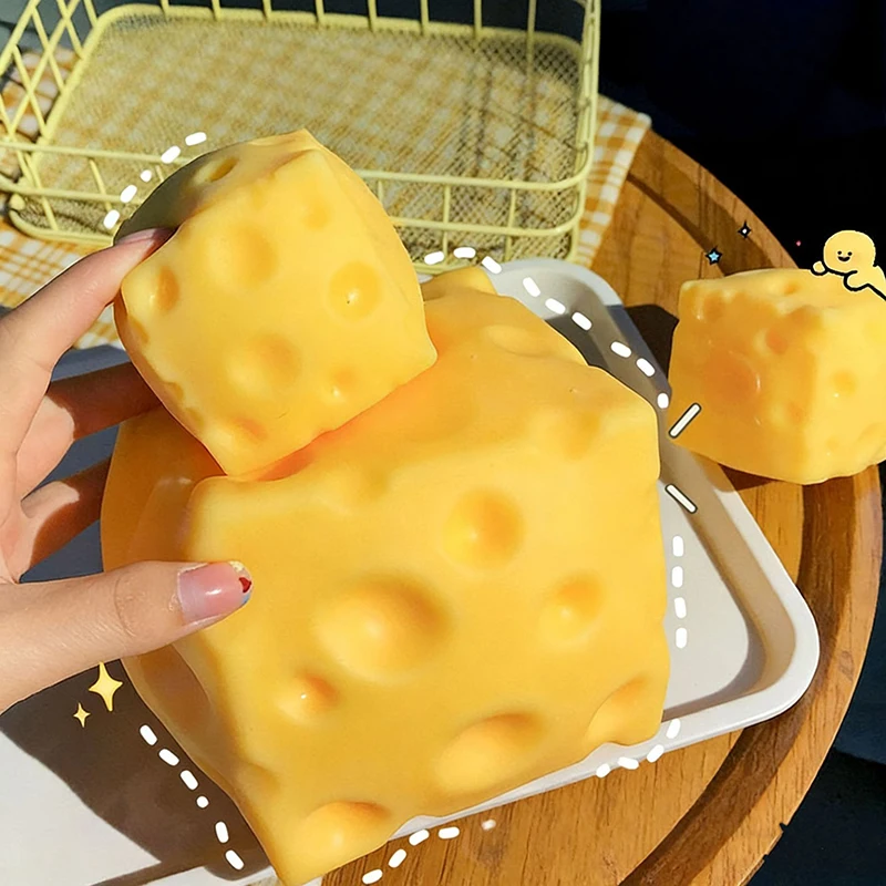 

Simulated 10cm Cheese Kneading Toy 6cm 7cm Cheese Stress Relief Toy Slow Rebound Can Shape Tofu Balls For Venting