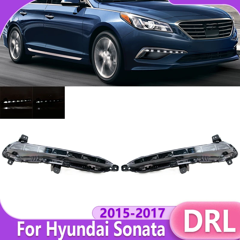車のフロントバンパー-drl-デイタイムランニングライトドライビングライト信号フォグランプヒュンダイソナタ-2015-2016-2017-92207c1000-92208c1000
