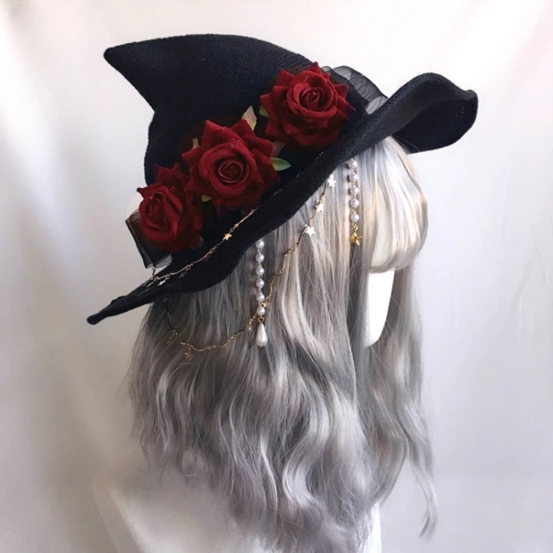 Y2K Lolita Cosplay Retro Hats for Women Girl Four Seasons Masquerade Rose Gothic Costume Accessories Halloween Party Dress Decor