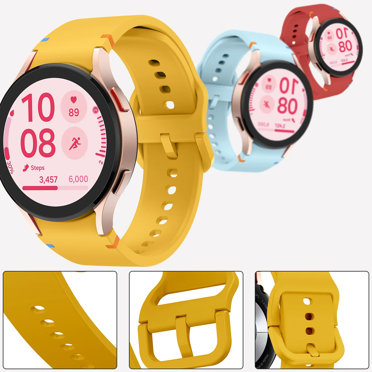 Bracelet en silicone pour Samsung Galaxy Watch, Bracelet Watch 6, 7 FE, 6, 4, 5 Pro, 44mm, 44mm, Classique 43mm, 47mm, No Gaps, 20mm