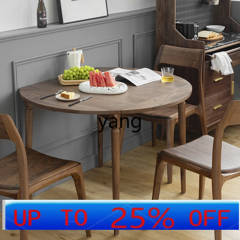 

lmm solid wood small apartment square table household foldable round table retractable table