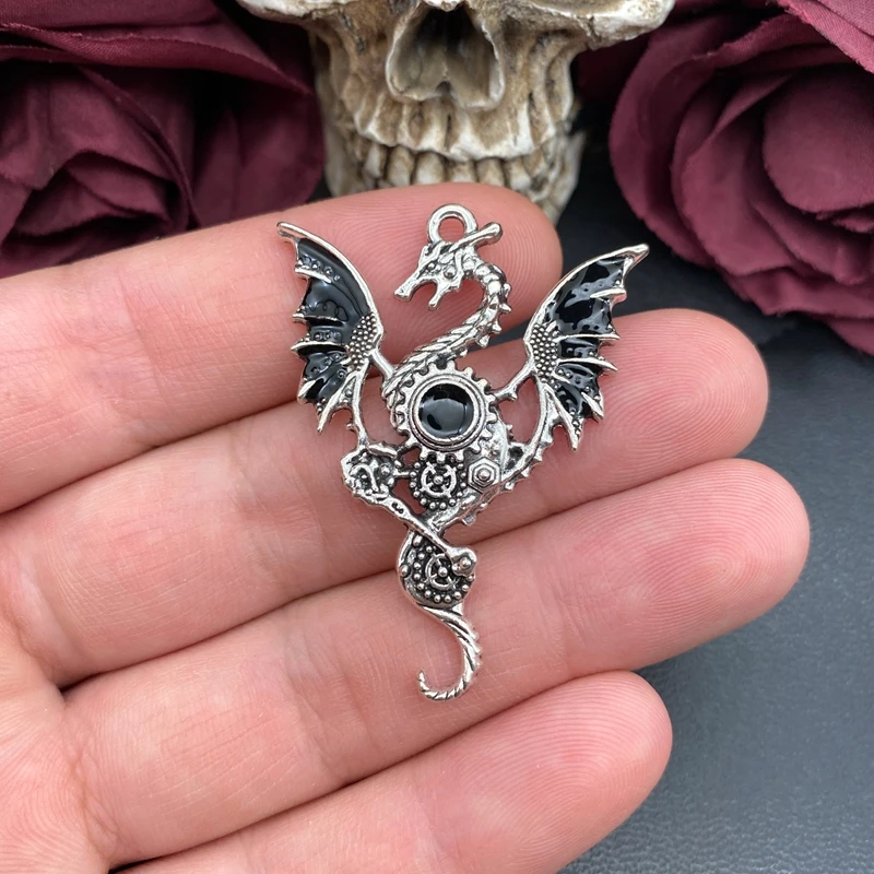 3pcs Gothic Fly Dragon Charms for DIY Jewellery Making